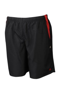 U355 來樣訂製抽繩運動褲 製作繡花LOGO運動褲 運動褲生產商 黑色撞紅色